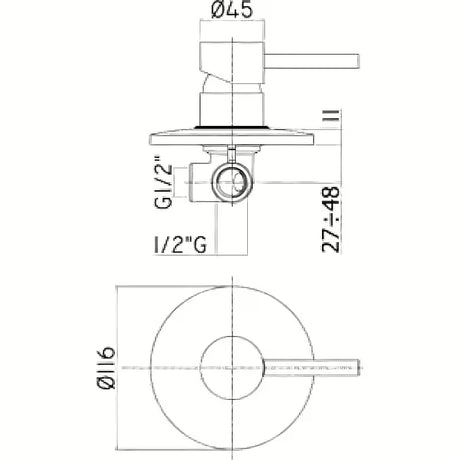 Kromirana podžbukna jednoručna baterija miješalica za tuš Paffoni Stick s okruglom rozetom