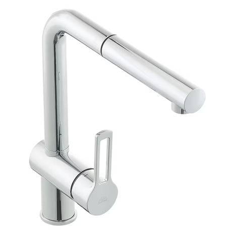 Kromirana stojeća miješalica za sudoper Paffoni Vallone s izvlačivim tušem s otvorenom ručicom