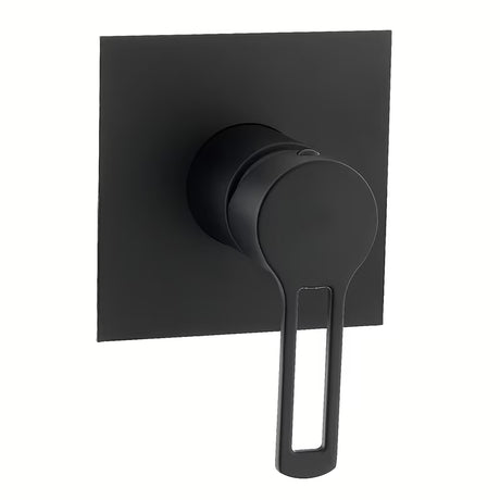 Podžbukna miješalica za tuš Paffoni Vallone u mat crnoj boji s ručicom i četvrtastom rozetom