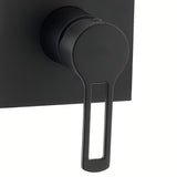 Podžbukna miješalica za tuš Paffoni Vallone u mat crnoj boji s ručicom i četvrtastom rozetom