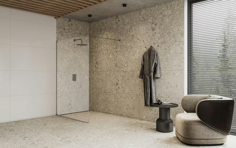 Podžbukna tuš i miješalica za kadu Paffoni Vallone u crnoj mat izvedbi s ručicom.