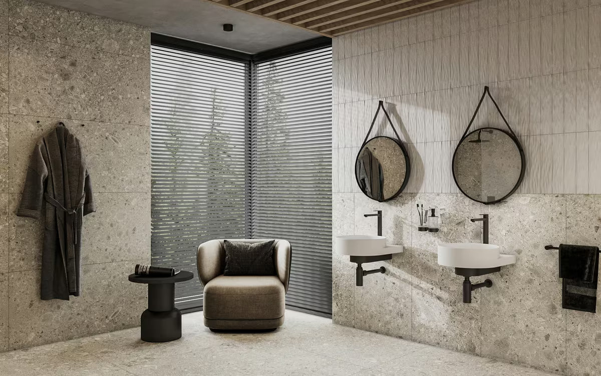 Podžbukna tuš i miješalica za kadu Paffoni Vallone u crnoj mat izvedbi s ručicom.