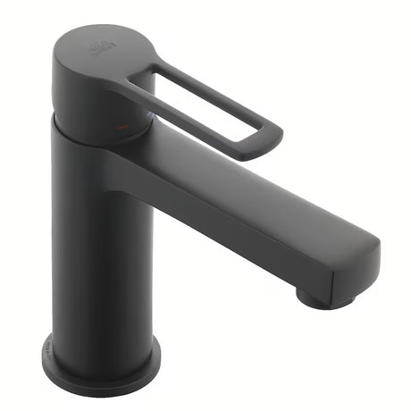 Crna mat miješalica za umivaonik jednoručna baterija Paffoni Vallone bez odvoda s otvorenom ručicom