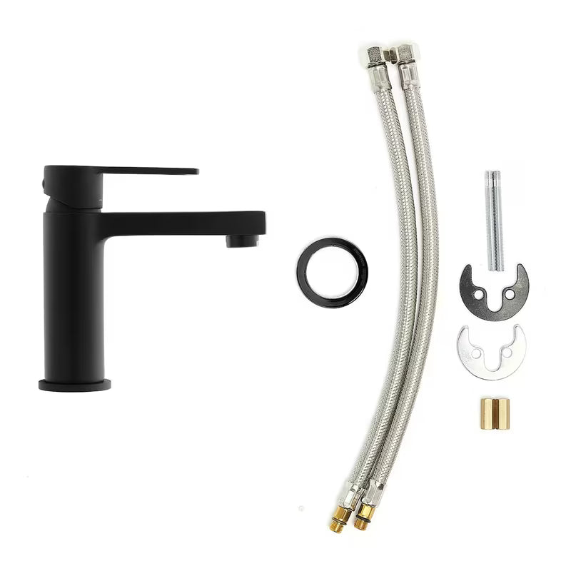 Crna mat miješalica za umivaonik jednoručna baterija Paffoni Vallone bez odvoda s otvorenom ručicom