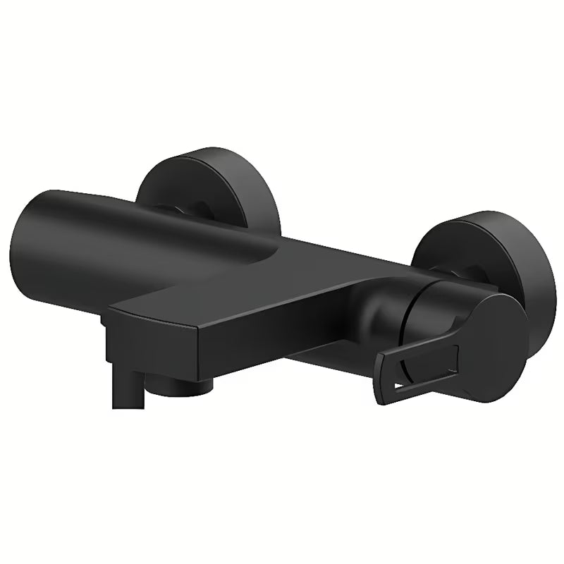 Jednoručna Baterija zidna miješalica za kadu Paffoni Vallone u mat crnoj boji s četvrtastim dizajnom