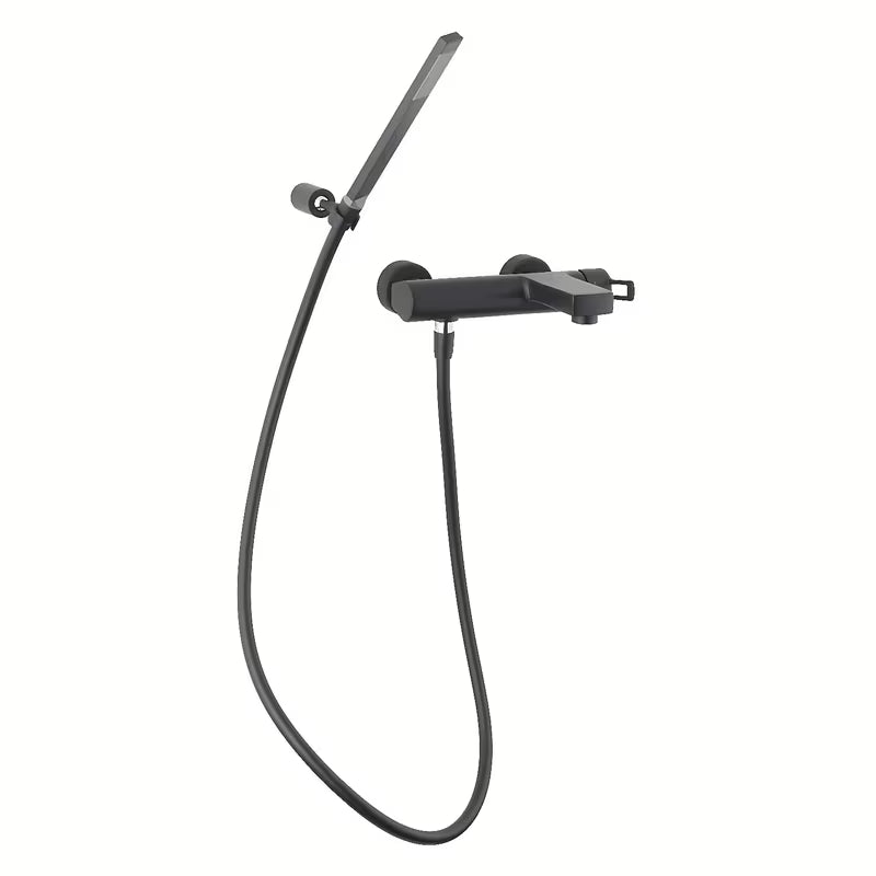 Jednoručna Baterija zidna miješalica za kadu Paffoni Vallone s tuš setom u crnoj mat izvedbi