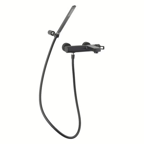 Jednoručna Baterija zidna miješalica za kadu Paffoni Vallone s tuš setom u crnoj mat izvedbi