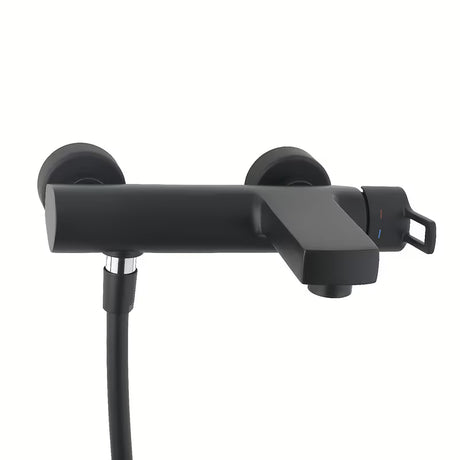 Jednoručna Baterija zidna miješalica za kadu Paffoni Vallone s tuš setom u crnoj mat izvedbi