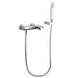 Kromirana jednoručna baterija zidna miješalica za kadu Paffoni Vallone s tuš setom u četvrtastom dizajnu