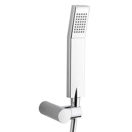 Kromirana jednoručna baterija zidna miješalica za kadu Paffoni Vallone s tuš setom kvadratnog dizajna