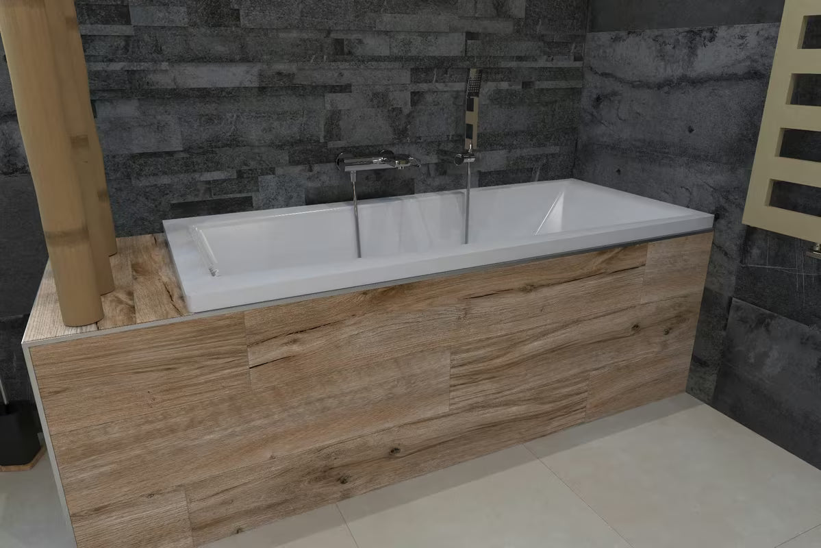 Kromirana jednoručna baterija zidna miješalica za kadu Paffoni Vallone s tuš setom kvadratnog dizajna