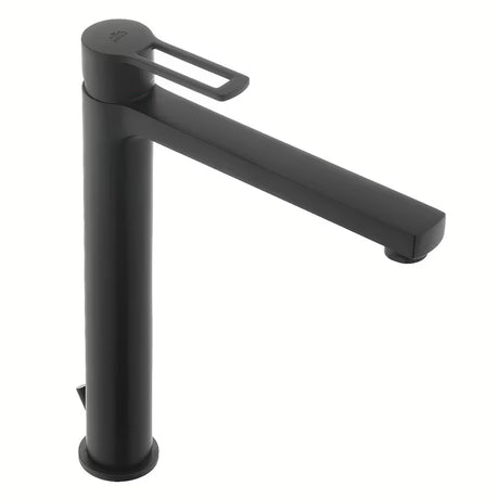 Visoka miješalica za Umivaonik Paffoni Vallone u mat crnoj izvedbi s otvorenom ručicom