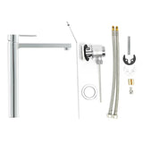 Paffoni Vallone visoka miješalica za umivaonik u krom izvedbi s otvorenom polugom i odvodnim setom