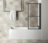 Crna paravan za kadu Polysan Kagera 140 cm s preklopom ke uz zid i pneumatskim podizanjem