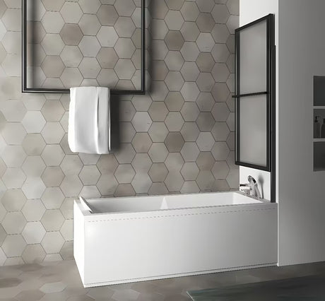 Crna paravan za kadu Polysan Kagera 140 cm s preklopom ke uz zid i pneumatskim podizanjem