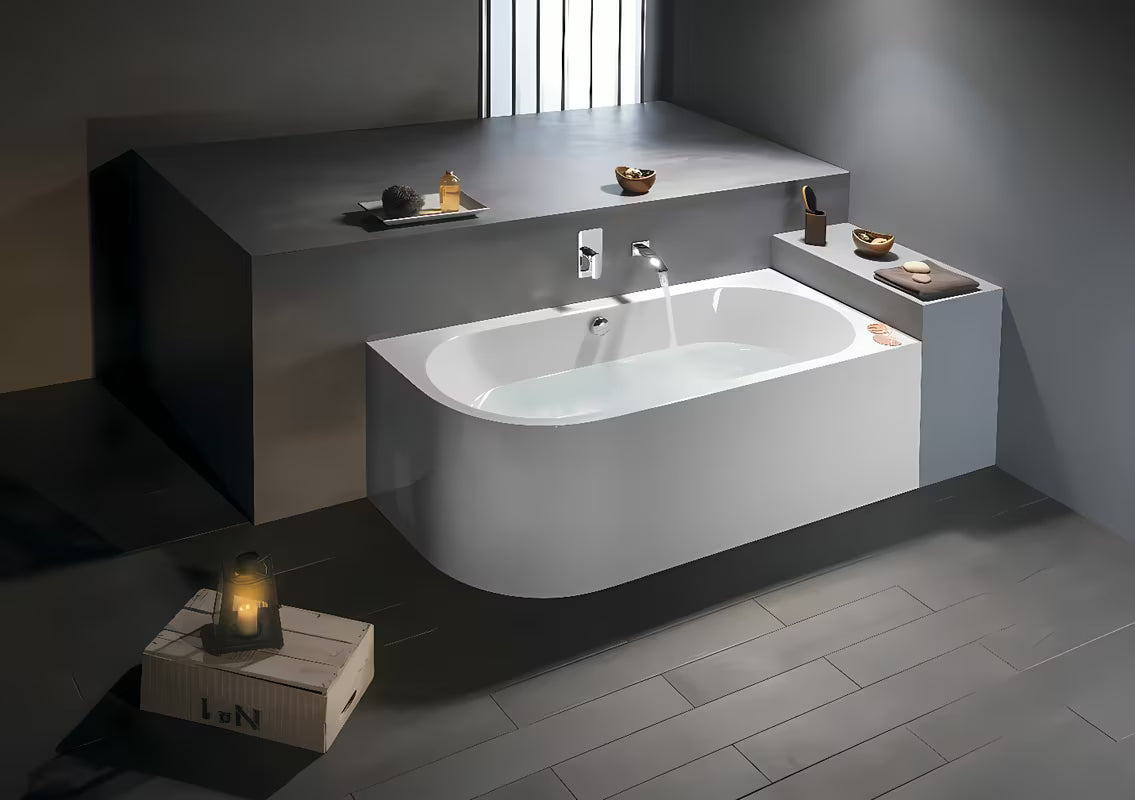 Samostojeći  akrilna kada Polysan Monolith desna 180x75 cm s monolitnom oblogom