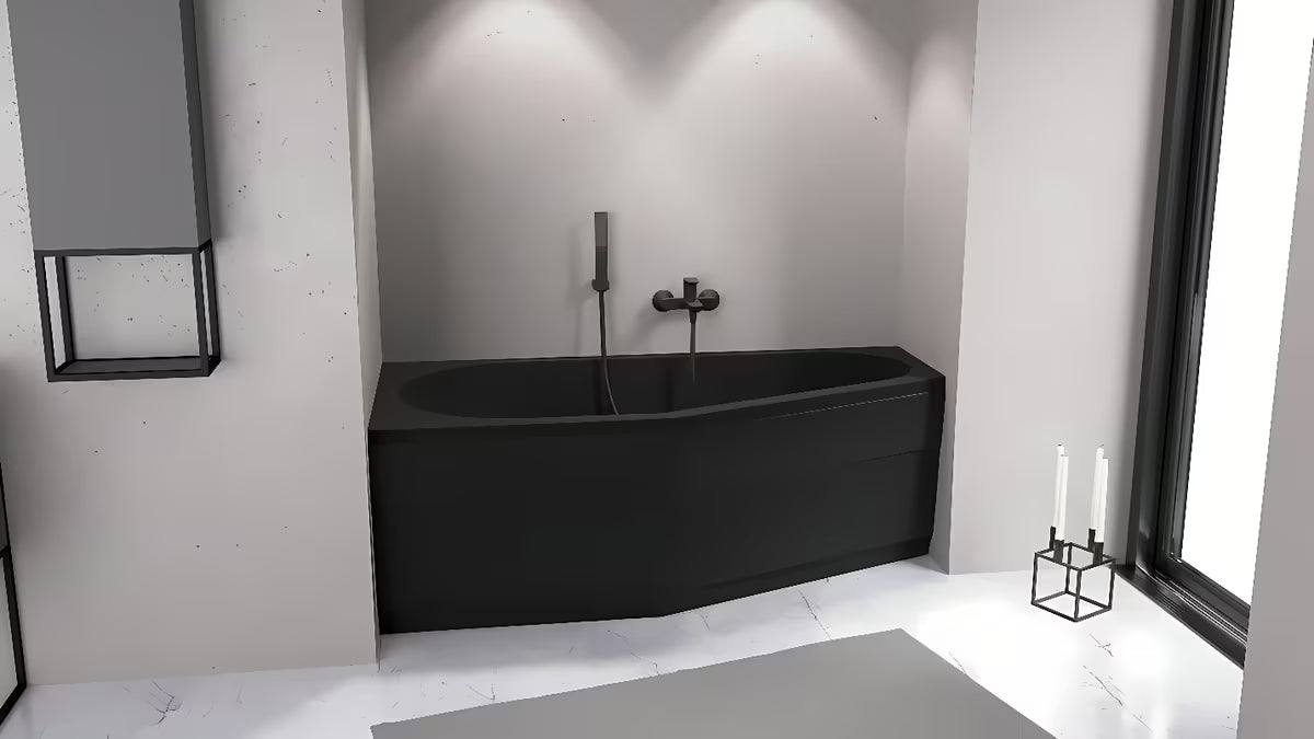 Prednja lijeva obloga za kadu Polysan Tigra u mat crnoj boji od akrila