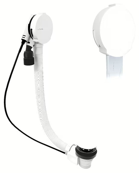 Bijeli odljevno preljevna garnitura za kadu Polysan s punjenjem, ekstra plitkim preljevom i podesivim perlatorom