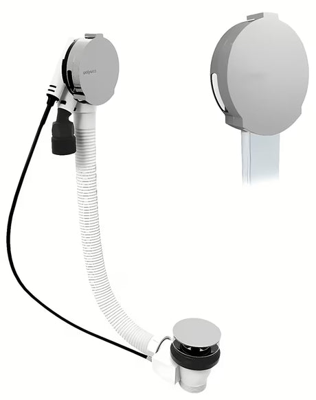 Kromirani odljevno preljevna garnitura za kadu Polysan s punjenjem, bovdenom 800 mm i podesivim perlatorom