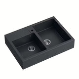Crni granitni kuhinjski jednostruki sudoper Quadron Bill pro ugradnja na radnu ploču, 90x62 cm, dubina 19 cm.