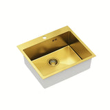 Nehrđajući kuhinjski jednostruki sudoper Quadron Russel u zlatnoj izvedbi pro montaža na radnu ploču