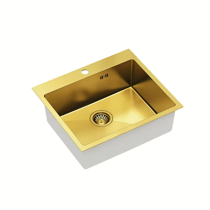 Nehrđajući kuhinjski jednostruki sudoper Quadron Russel u zlatnoj izvedbi pro montaža na radnu ploču