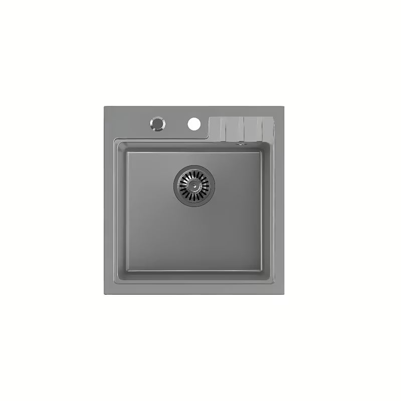 Sivi granitni kuhinjski jednostruki sudoper Quadron Peter pro montaža na radnu ploču