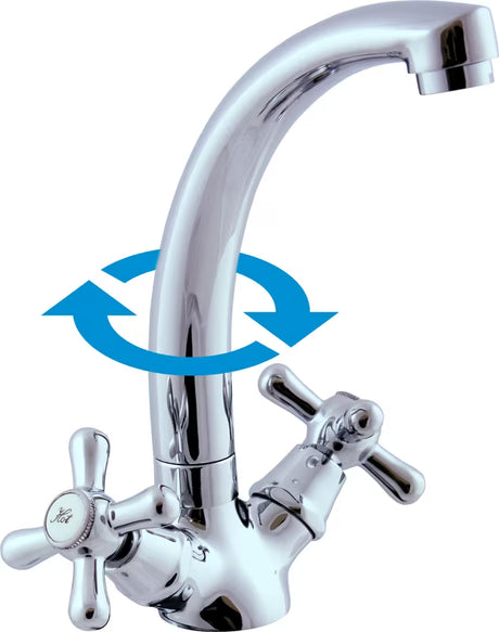 Kromirana stojeća ventilna miješalica za umivaonik Rav Slezak Morava s okretnim izljevom