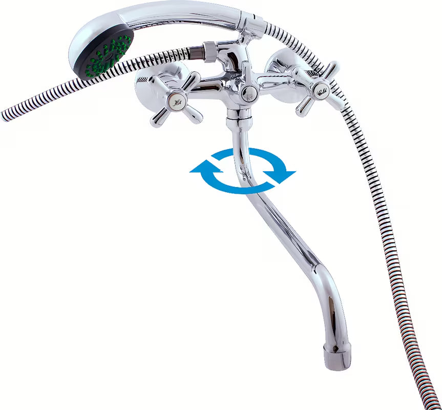 Ventilna zidna miješalica za kadu Rav Slezak Morava u krom izvedbi s tuš setom.