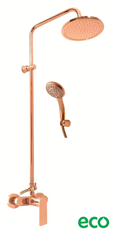 Tuš sustav Rav Slezak Nil u brušenom ružičasto-zlatnom finišu s nadglavnim i ručnim tušem