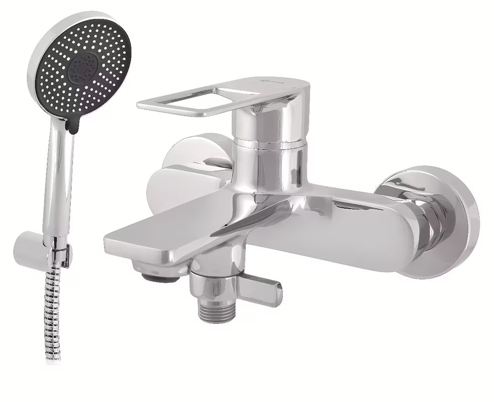 Kromirana zidna miješalica za kadu Rav Slezak Nil s tušem, crijevom i fiksnim držačem