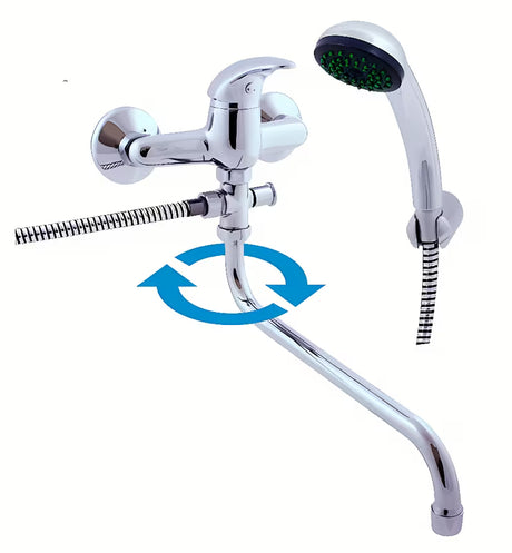 Jednoručna Baterija zidna miješalica za kadu Rav Slezak Sázava u kromu s tuš setom