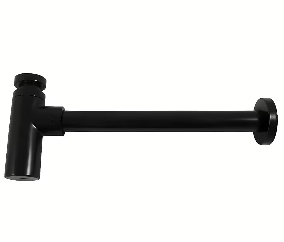 Okrugli sifon za umivaonik Rav Slezak u crnoj mat izvedbi s maticom 5/4