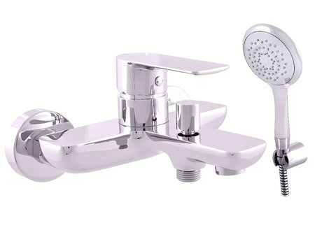 Rav Slezak Vltava jednoručna baterija zidna miješalica za kadu s tuš setom u sjajnom kromu.