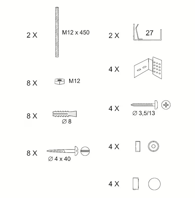 Set pro za pričvršćivanje pokrovne akrilne obloge za kadu Ravak Avocado