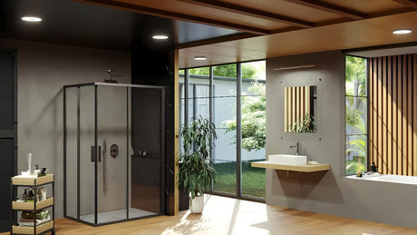 Ravak Blix Slim tuš vrata 100 cm u crnoj izvedbi s prozirnim sigurnosnim staklom Transparent