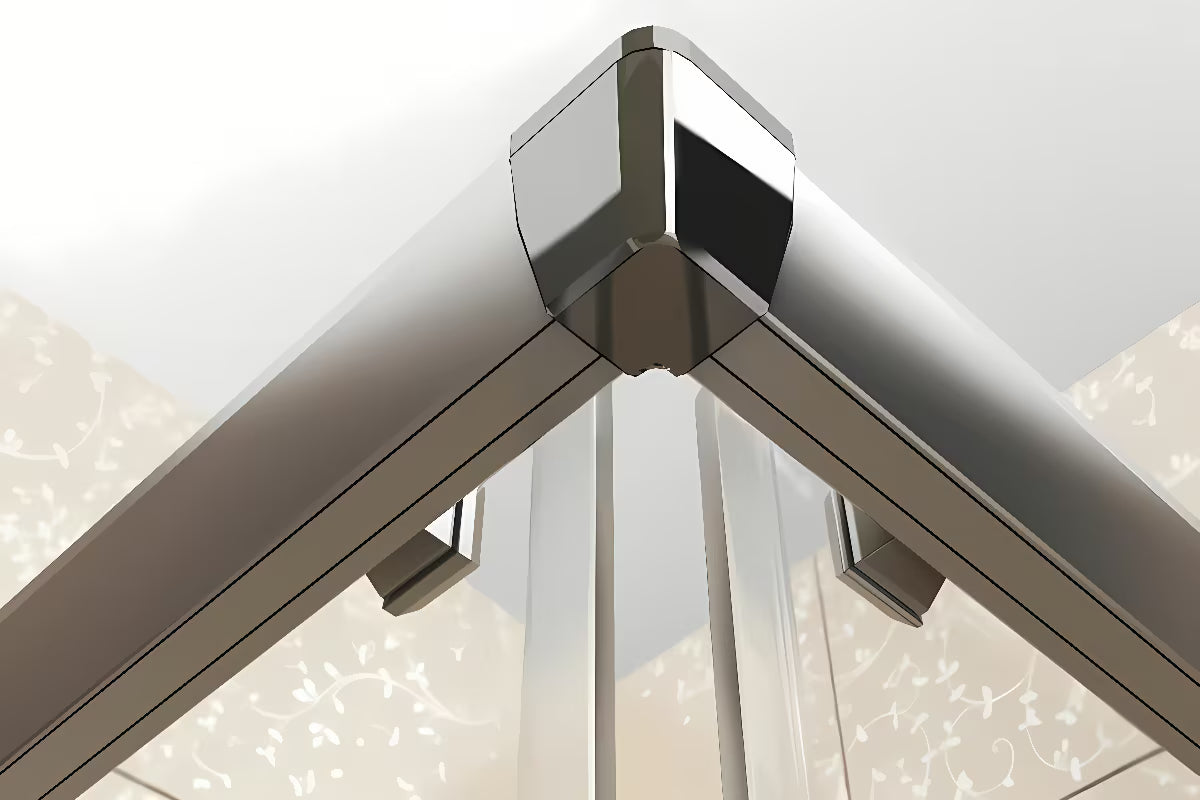 Polukružna tuš kabina Ravak Blix 90x90 cm u sjajnom kromu s prozirnim staklom i kliznim vratima.