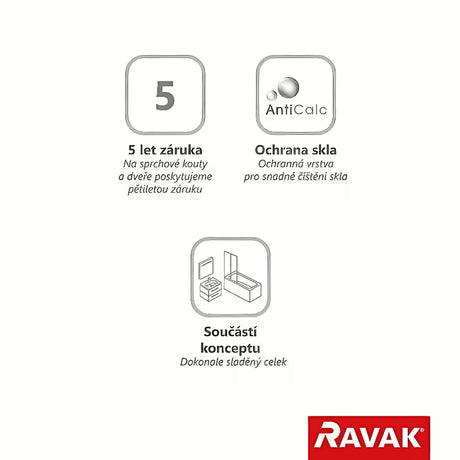 Tuš stranica za vrata  Ravak Chrome 100 cm s prozirnim staklom Transparent i obradom Ravak anticalc®.