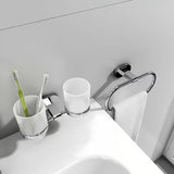 Zidni držač s dvije čaše Ravak Chrome u izvedbi sjajni krom i mat staklo.