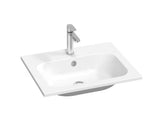 Bijeli umivaonik za kupaonski ormarić Ravak Chrome Slim 60 x 49 cm od lijevanog mramora s preljevom
