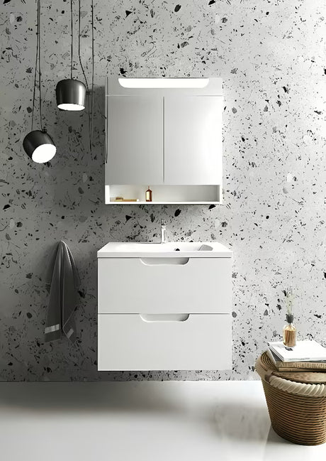 Sjajno bijela kupaonski ormarić ispod umivaonika Ravak Classic II 60 s dvije ladice