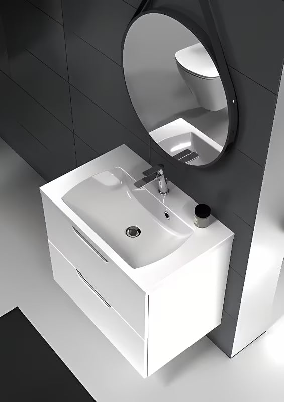 Sjajno bijela kupaonski ormarić ispod umivaonika Ravak Classic II 60 s dvije ladice