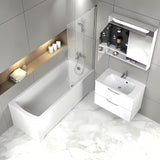 Bijeli sjajni ormarić s ogledalom Ravak Classic II s integriranom LED rasvjetom i unutarnjim policama.