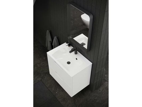 Bijeli umivaonik za kupaonski ormarić Ravak Classic Slim 600 od lijevanog mramora s preljevom