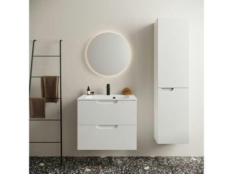 Bijeli umivaonik za kupaonski ormarić Ravak Classic Slim 600 od lijevanog mramora s preljevom