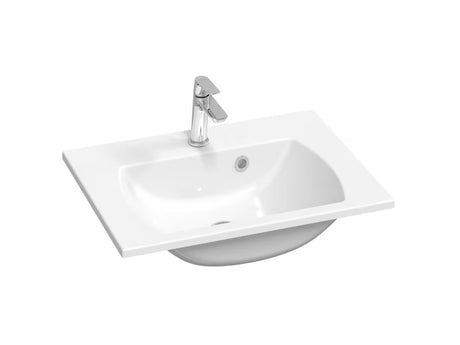 Bijeli umivaonik za kupaonski ormarić Ravak Classic Slim 600 od lijevanog mramora s preljevom