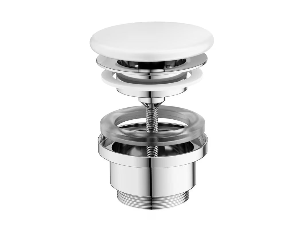 Bijela umivaonička odvod Ravak Flat s keramičkim čepom pro umivaonici bez preljeva