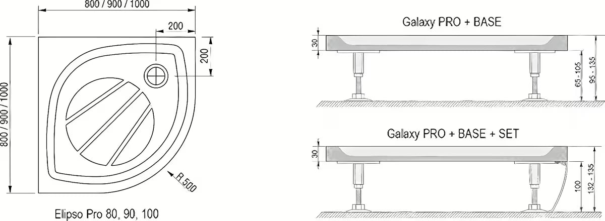 Bijela prednja obloga za četvrtastu tuš kadu Ravak Elipso Pro Flat R550 s pričvrsnicama