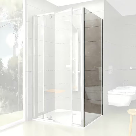 Bočna stijena Ravak Pivot 90 cm u sjajnom kromu s prozirnim sigurnosnim staklom i premazom Ravak anticalc.