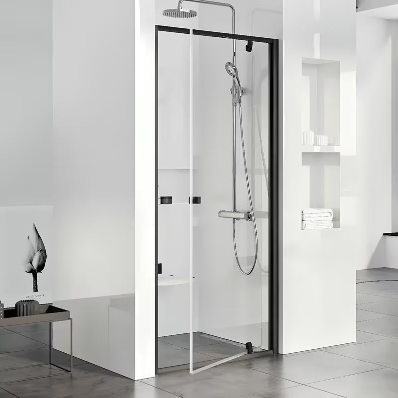 Ravak Pivot tuš vrata 90 cm u crnoj boji s prozirnim staklom i pivotnim otvaranjem
